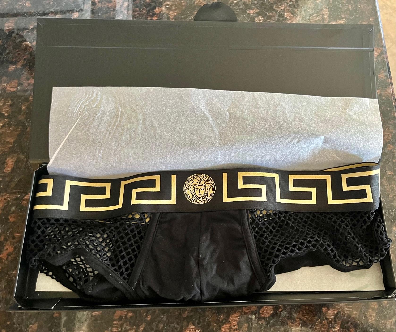 S/S 2013 Look # 3 VERSACE BLACK MESH and GREEK KEY MEDUSA TRUNKS Size 5 For Sale 4