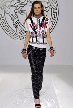 S/S 2013 Look #30 VERSACE Studded Black Lamb Leather Moto Pants