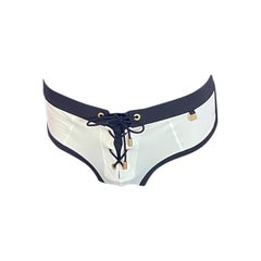 S/S 2013 Look #41 VERSACE WHITE/BLACK SWIM TRUNKS with LACING Size 4