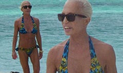 S/S 2013 look # 7 NEW VERSACE VINTAGE BAROQUE PRINTED BLUE SWIMSUIT size XS