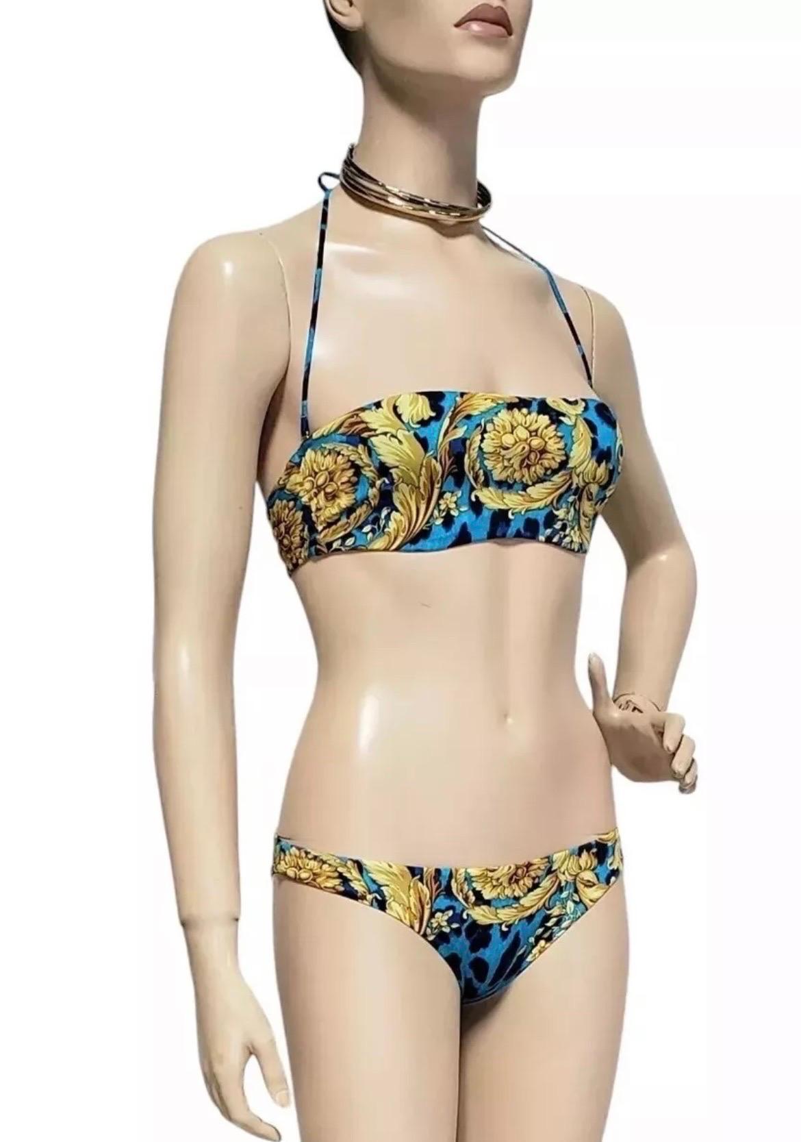 VERSACE
Spring/Summer 2013 look # 7 
Animalier baroque print.
Soft cups.
Content: 90% polyamide 10% elastane.
Made in Italy.
Italian Size 1 ( US X-Small)
Brand new, with tags. PR Sample. Rare!