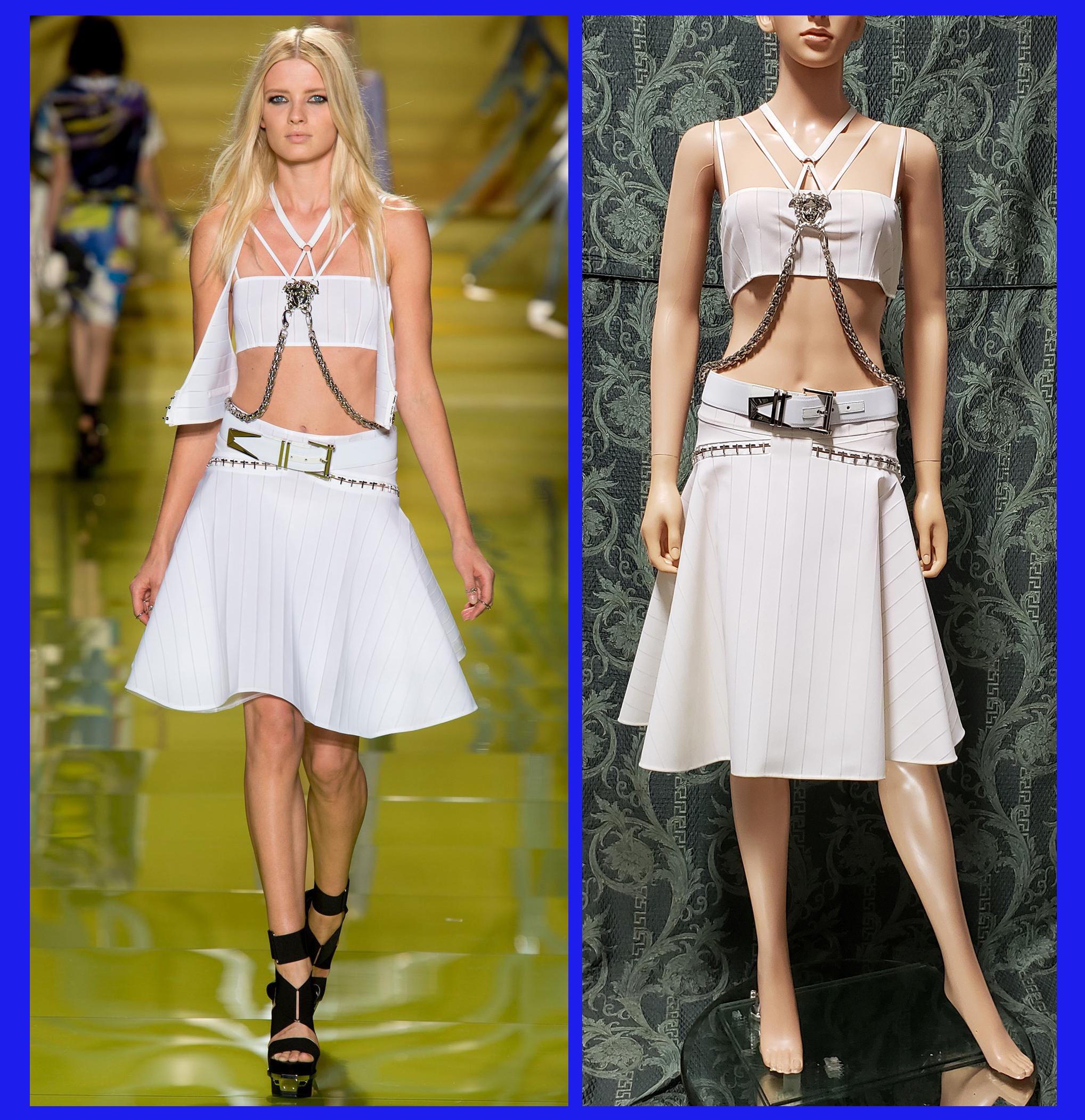 S/S 2014 look # 15 NEW VERSACE MEDUSA WHITE SKIRT TOP SET DRESS 38 - 4 4