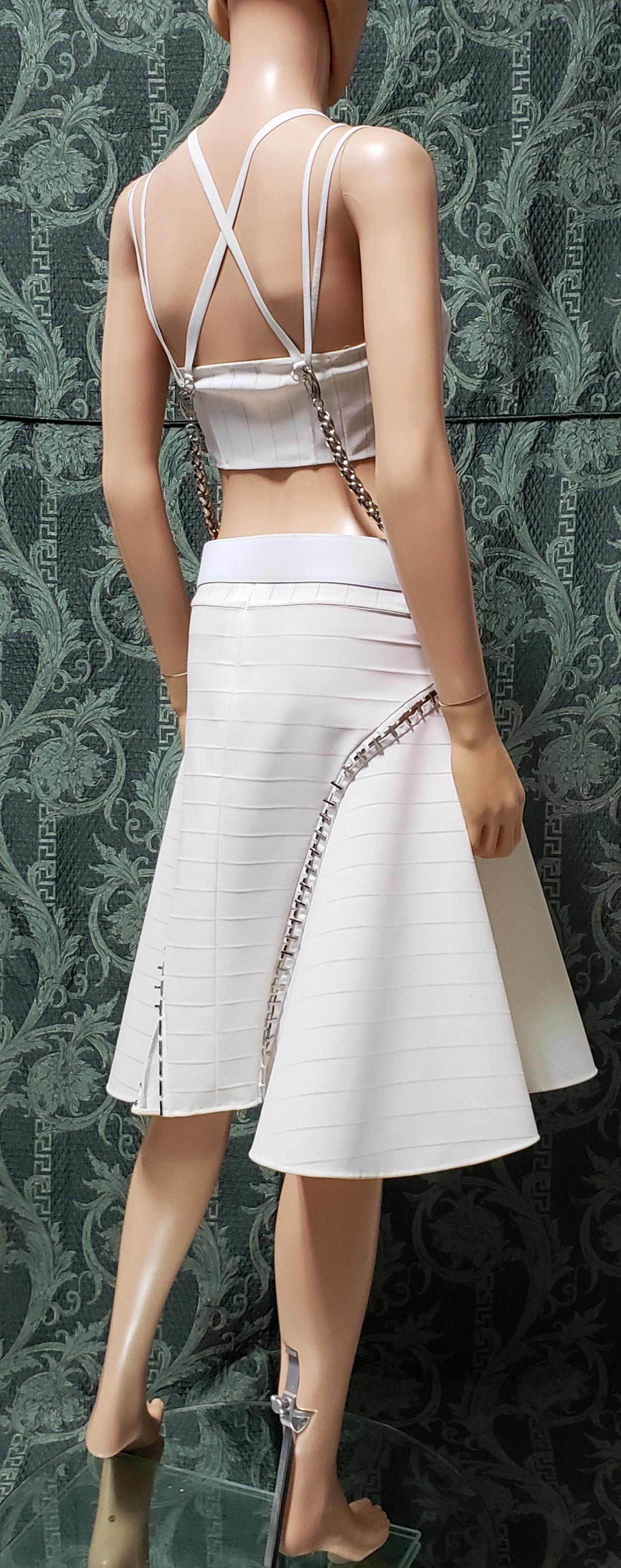 Gray S/S 2014 look # 15 NEW VERSACE MEDUSA WHITE SKIRT TOP SET DRESS 38 - 4