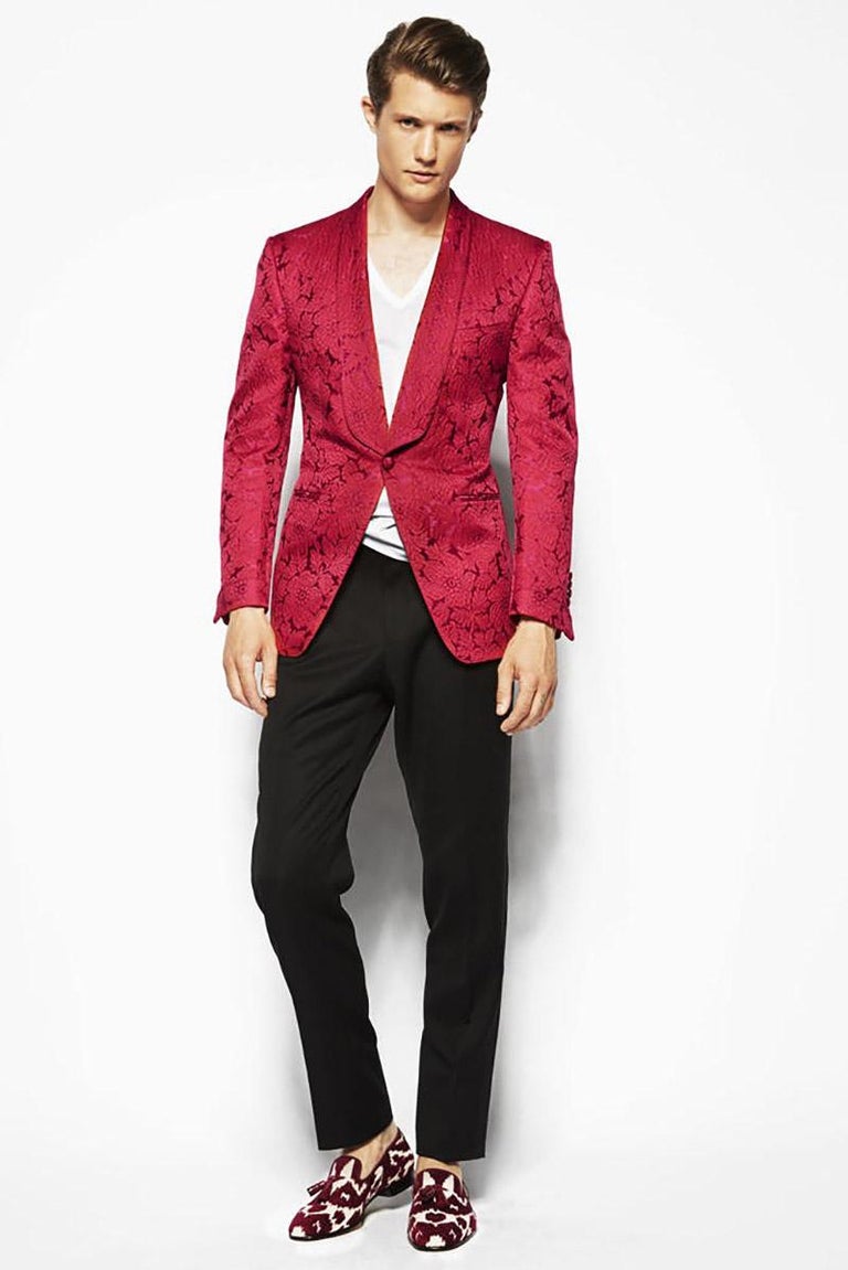 S/S 2014 Look #24 Tom Ford Red Brocade Cocktail Jacket Blazer for Men For  Sale at 1stDibs