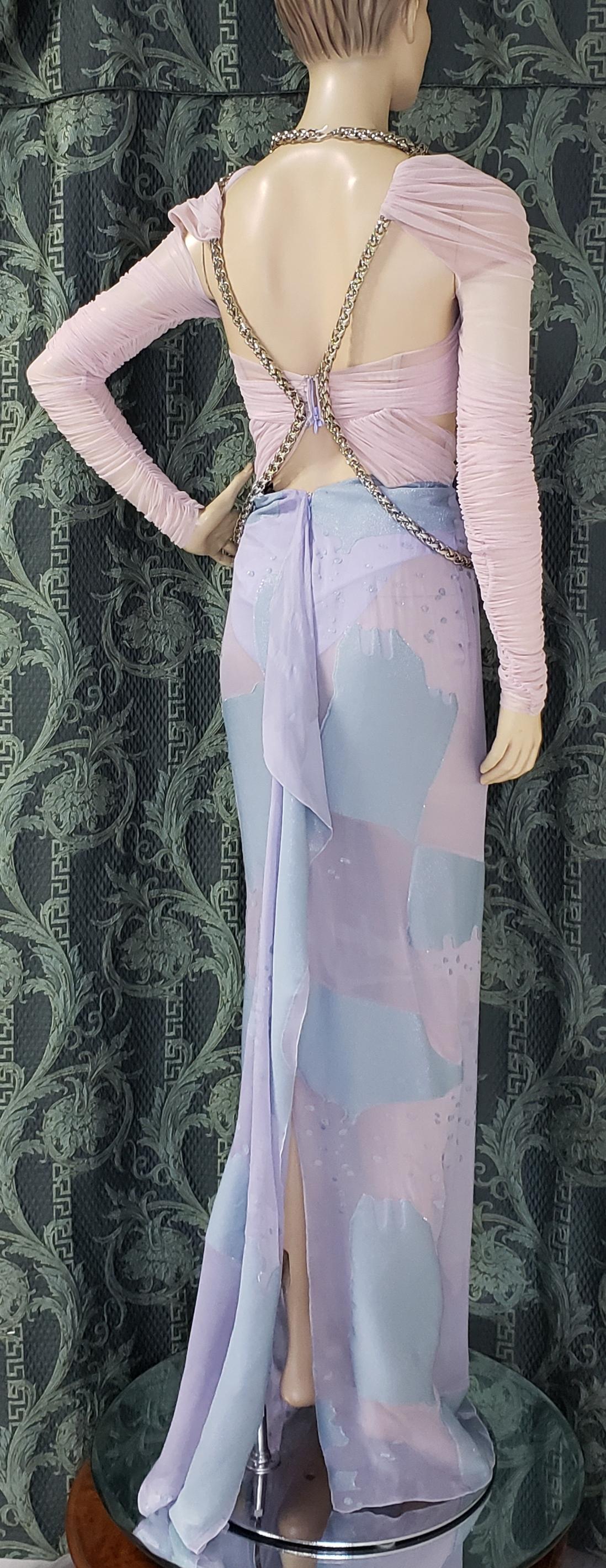 Gray S/S 2014 look # 44 NEW VERSACE CHIFFON LILAC LONG DRESS GOWN 