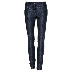 Pantalon en jean fleuri noir VERSACE S/S 2014 Look n° 5, taille 26