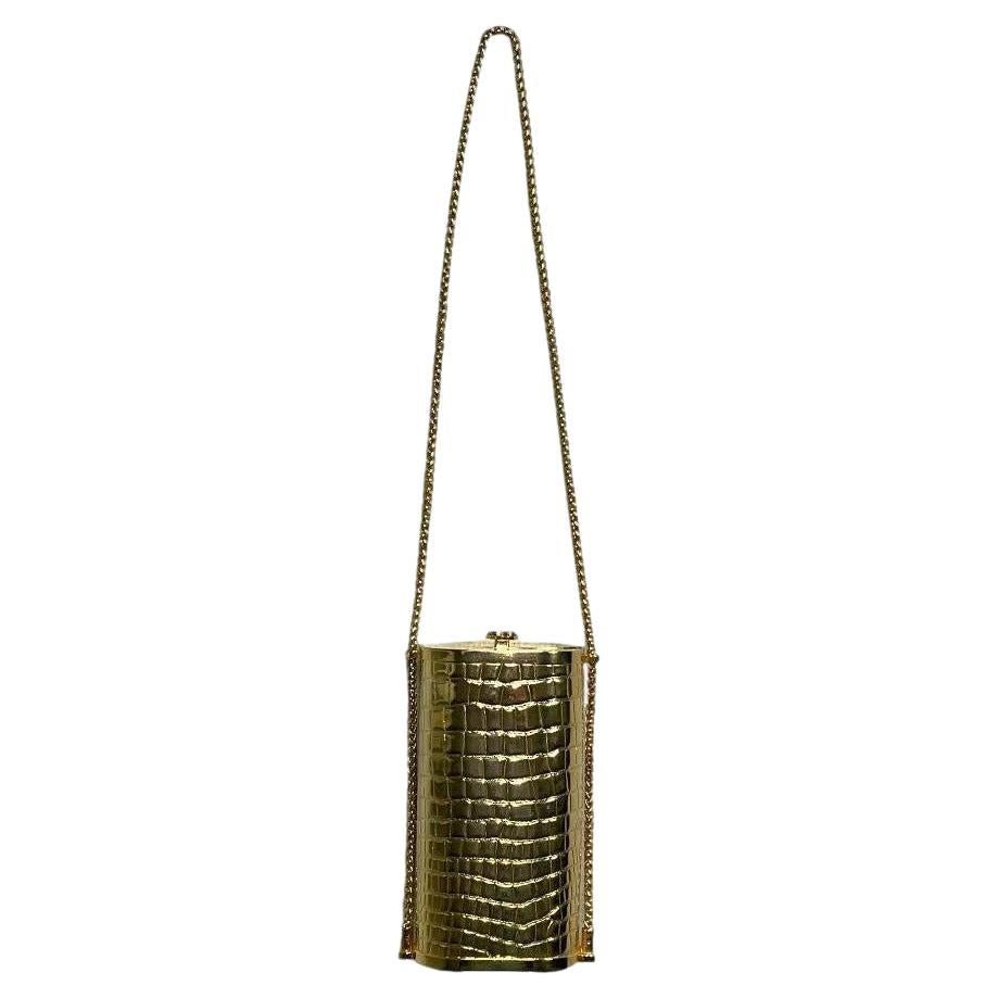 S/S 2014 Roberto Cavalli Gold Metal Flask Handbag Bag