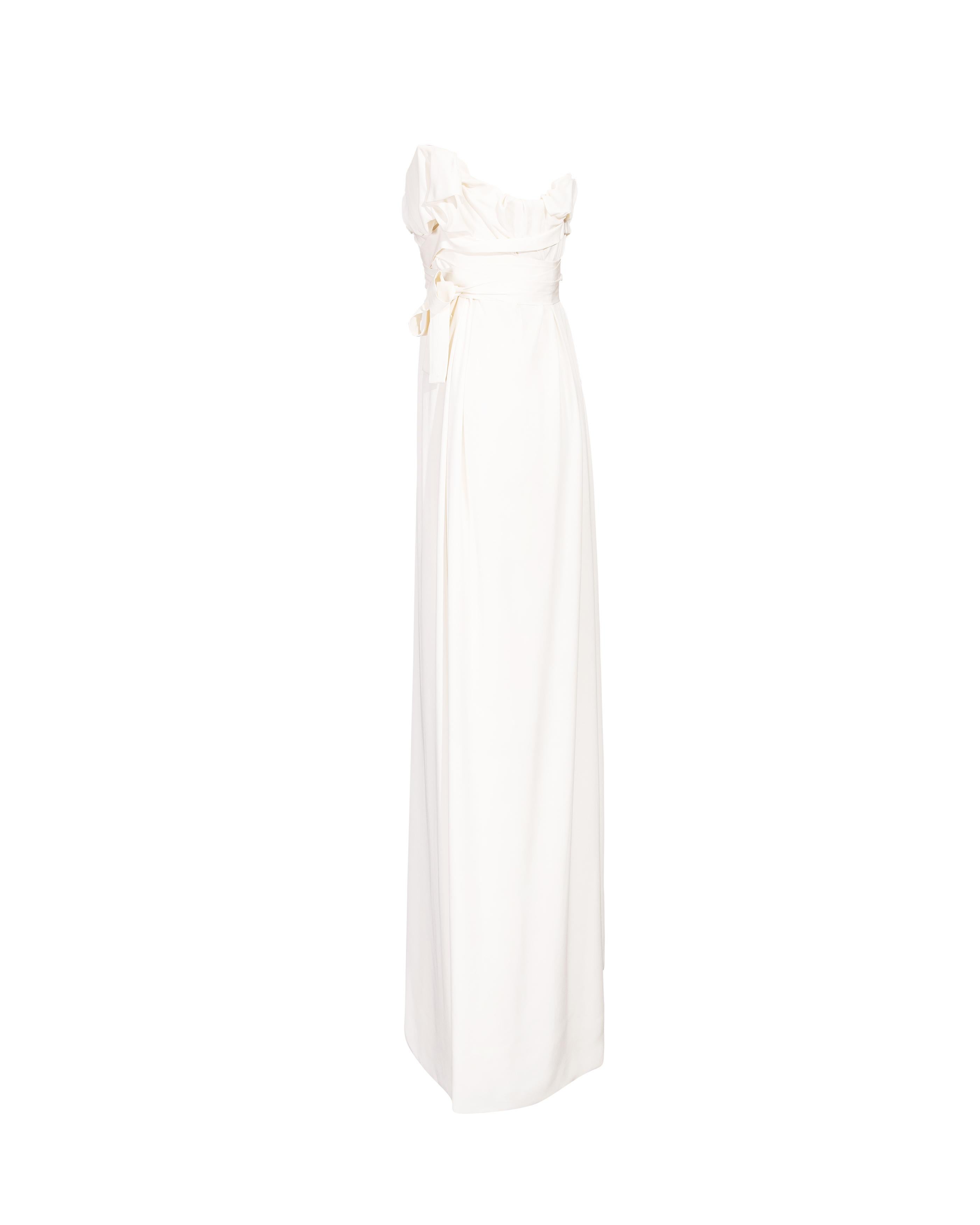 S/S 2014 Vivienne Westwood White Strapless Silk Drape Gown In Excellent Condition In North Hollywood, CA