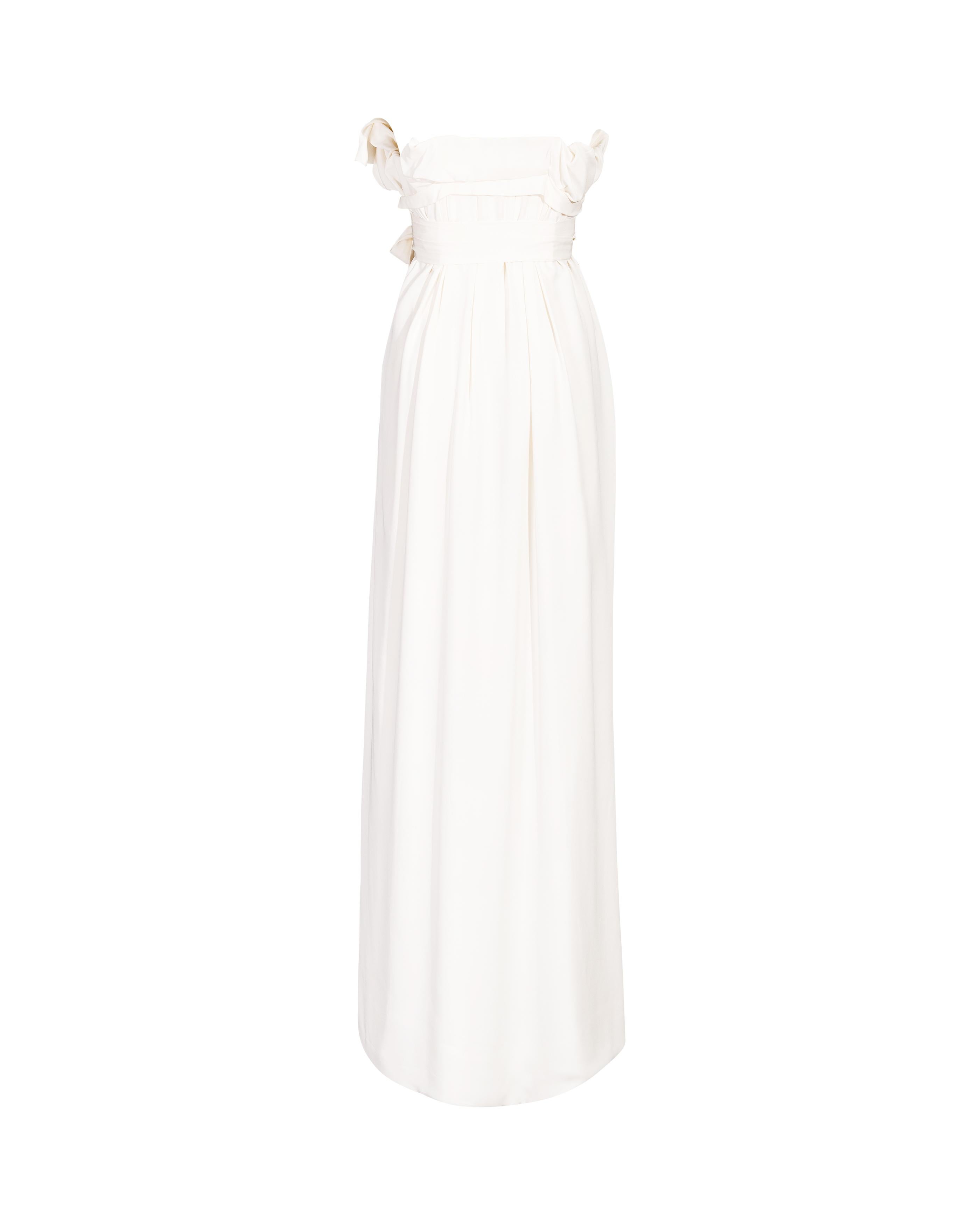  S/S 2014 Vivienne Westwood White Strapless Silk Drape Gown (robe drapée en soie sans bretelles) Pour femmes 