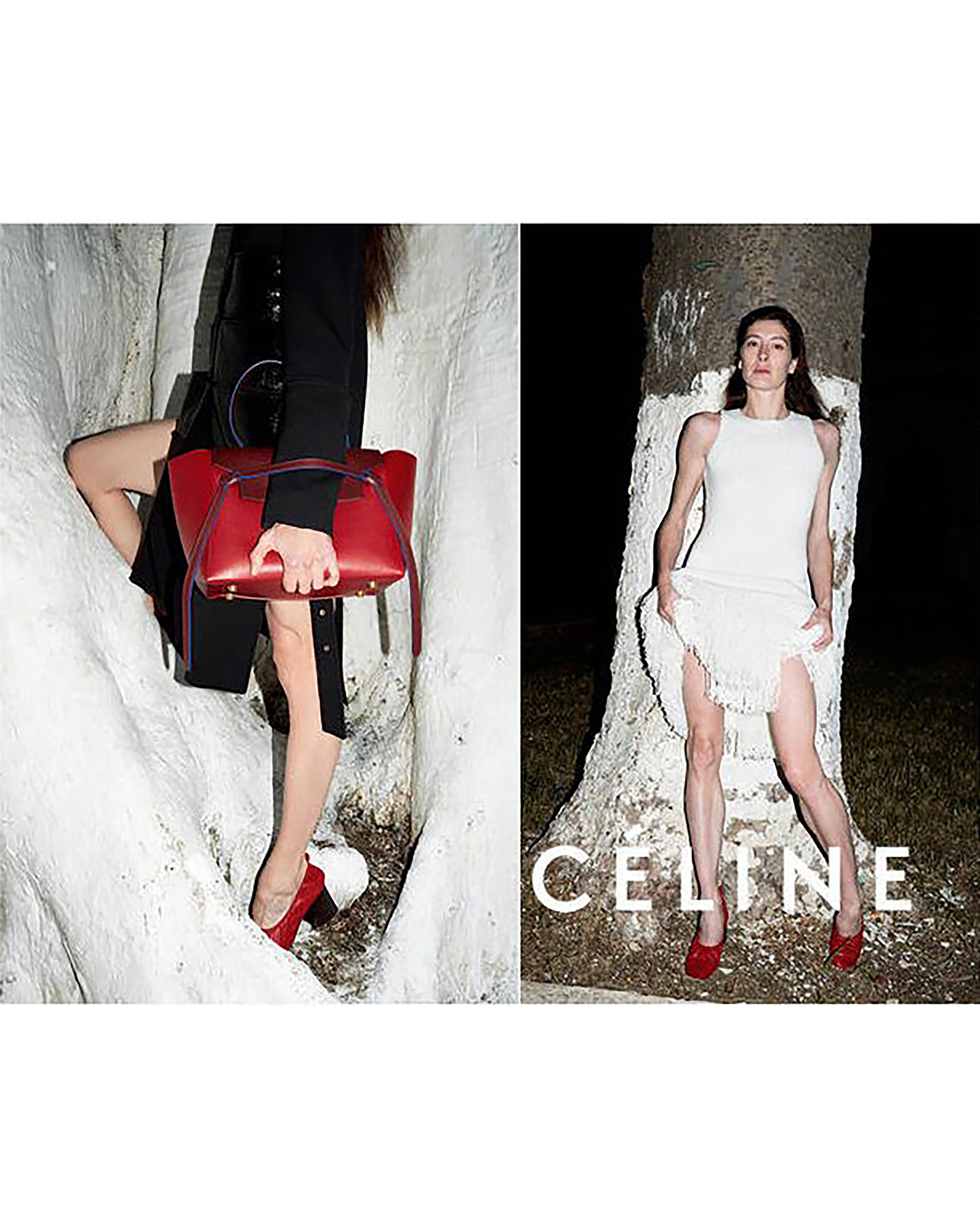 S/S 2015 Céline by Phoebe Philo Black Textured Silk Midi Dress with Fringe 1