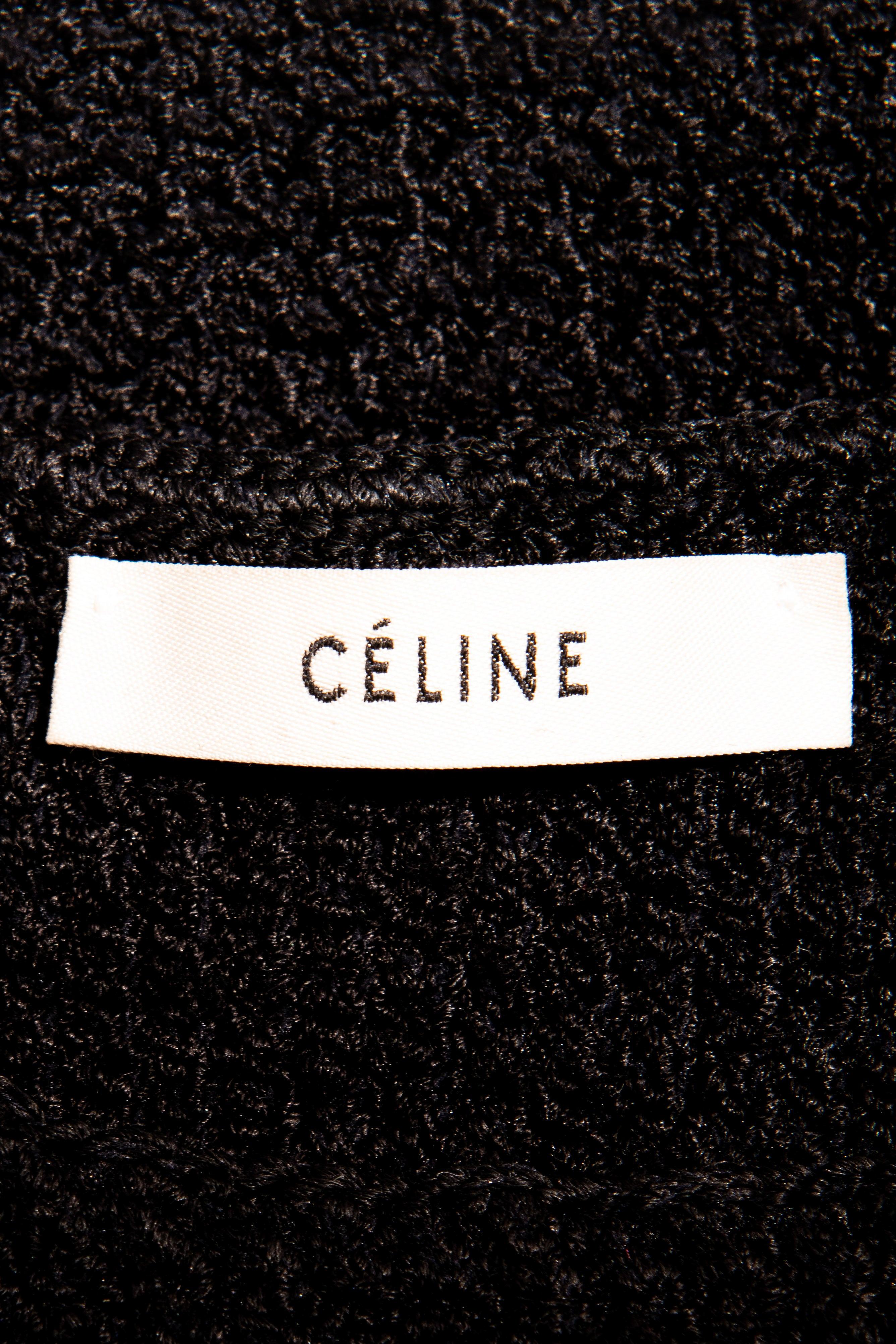 S/S 2015 Céline by Phoebe Philo Black Textured Silk Midi Dress with Fringe 3