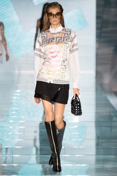 S/S2015 L#15 VERSACE BLACK PATENT LEATHER PLEXI PLATFORM Boots 5; 6; 7; 8; 9; 10