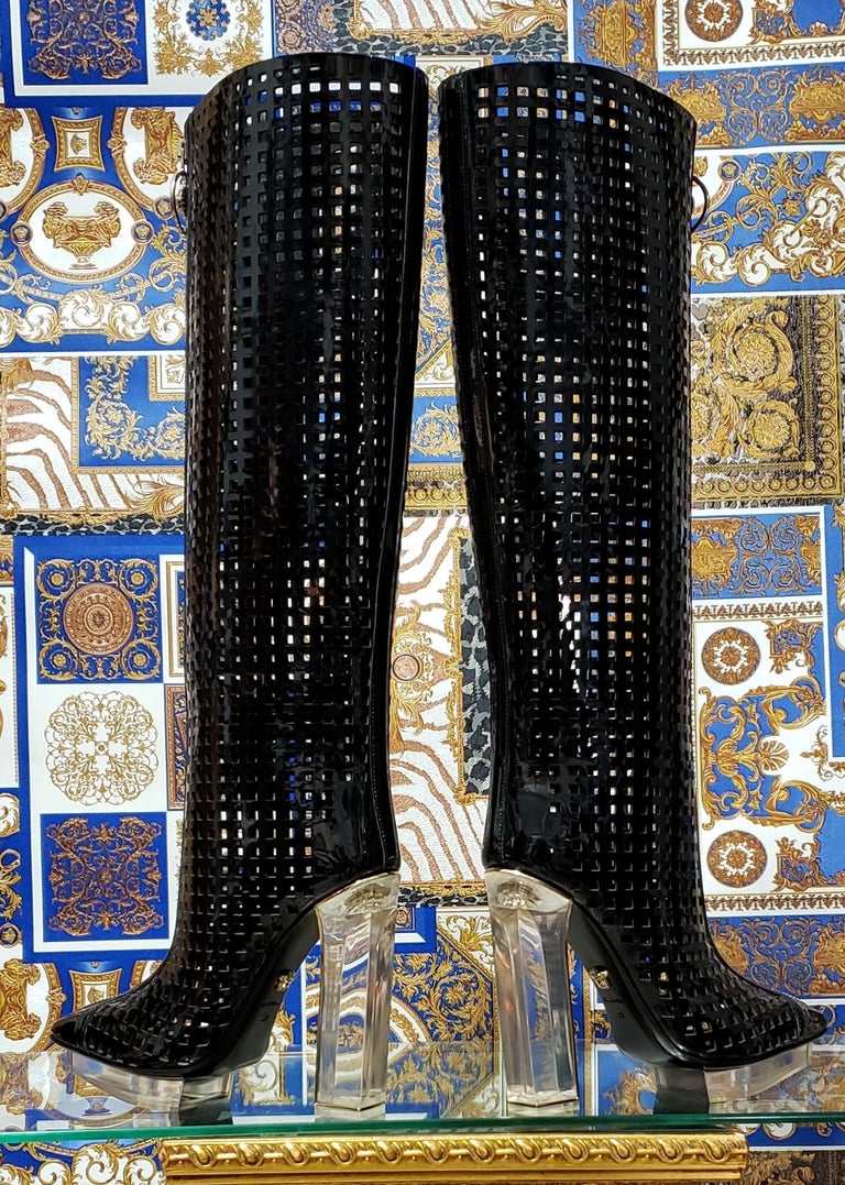 2015 atelier versace patent leather gogo boots