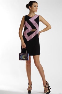 S/S 2015 New Black Versace Crystal Embellished Mini Dress 38 - 2