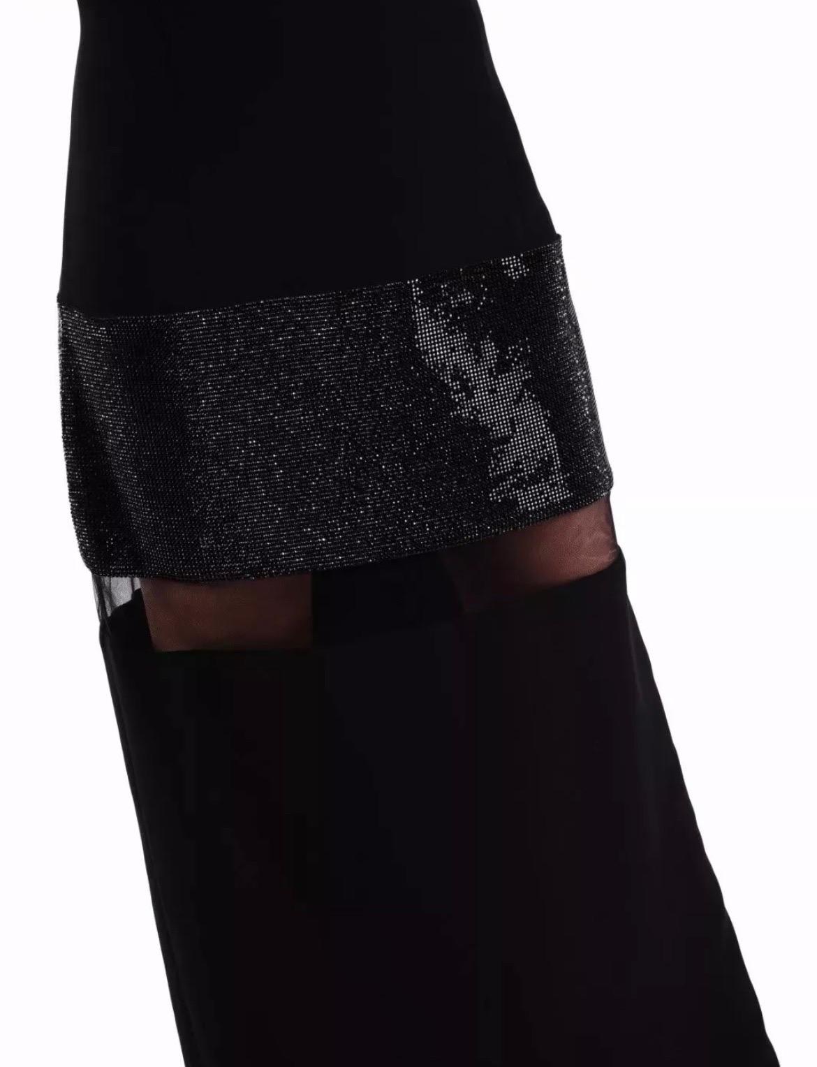 S/S 2015 Versace Crystal Embellished Black Long Dress Gown 42 - 6 For Sale 3