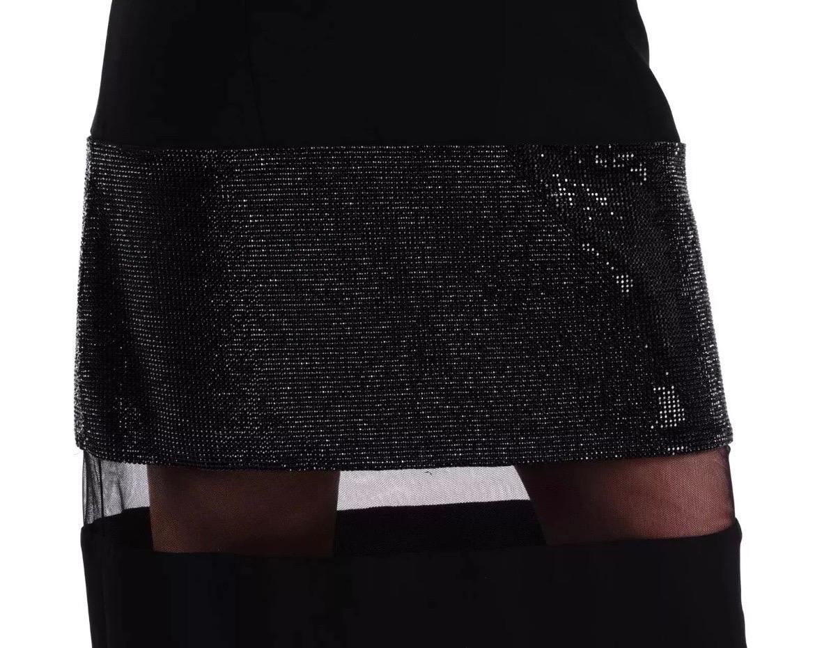 S/S 2015 Versace Crystal Embellished Black Long Dress Gown 42 - 6 For Sale 4