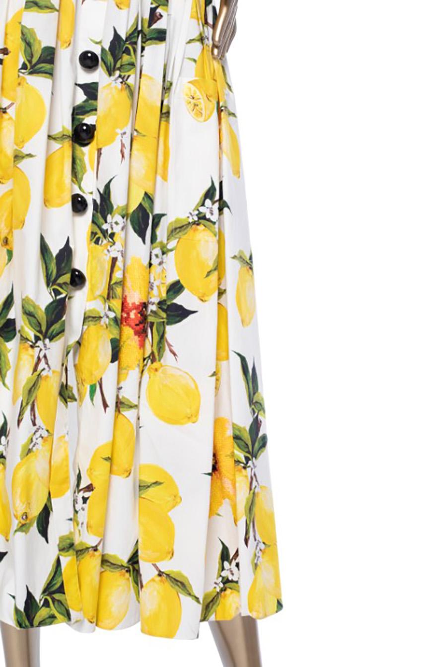 S/S 2016 DOLCE&GABBANA LEMON PRINT POPLIN DRESS Sz IT 38 6