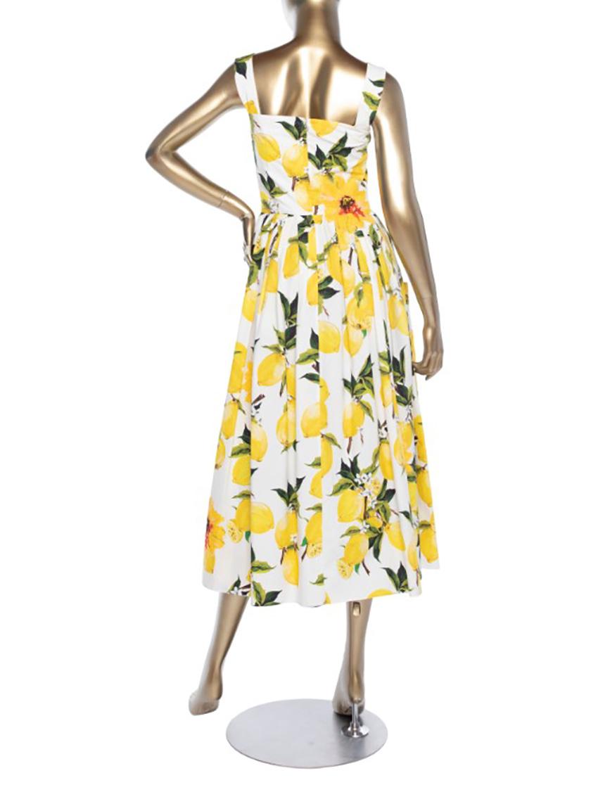 S/S 2016 DOLCE&GABBANA LEMON PRINT POPLIN DRESS Sz IT 38 2