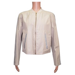 Used S/S 2016 L#17 NEW VERSACE BEIGE BOMBER JACKET with ZIPPER CLOSURE 50 - 40