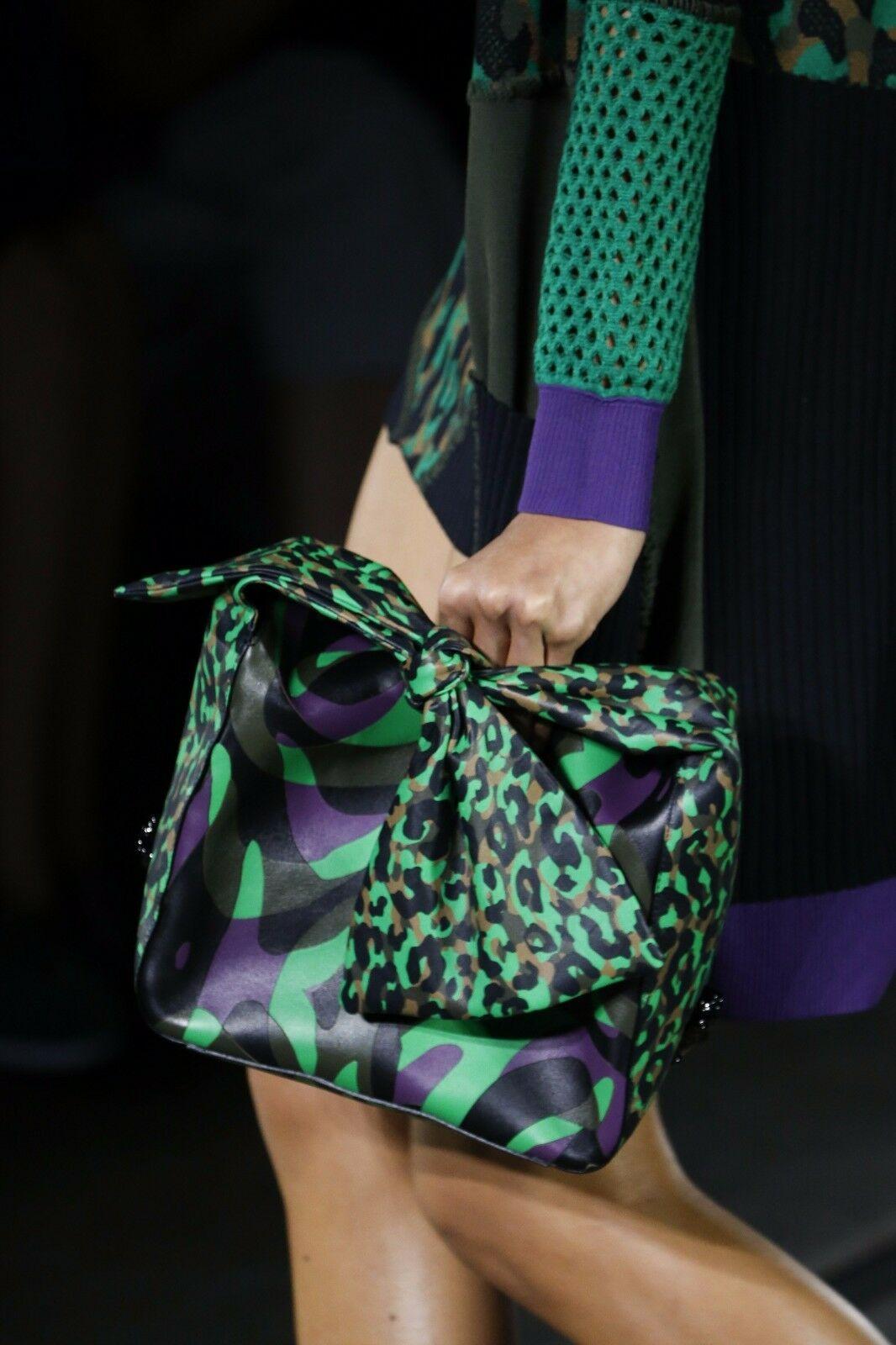 S/S 2016 Look # 11 NEW VERSACE GREEN MILITARY LEATHER BAG 10
