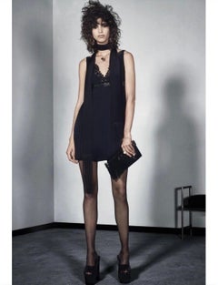 S/S 2016 Look #29 Versace Black Silk Pleated w/Metal Mesh Dress 38 - 2