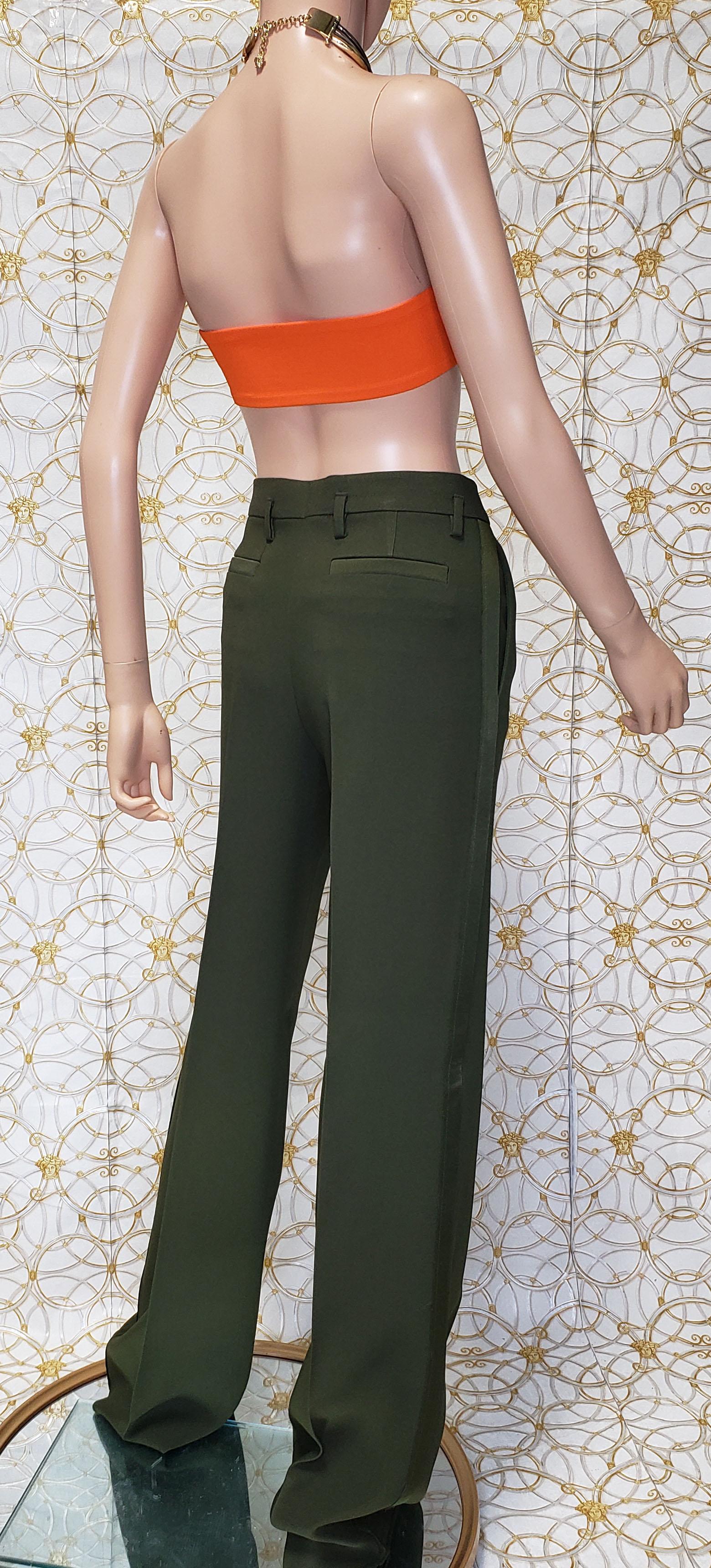Black S/S 2016 Look # 43 VERSACE ARMY GREEN MILITARY PANTS size 38 - 2 For Sale