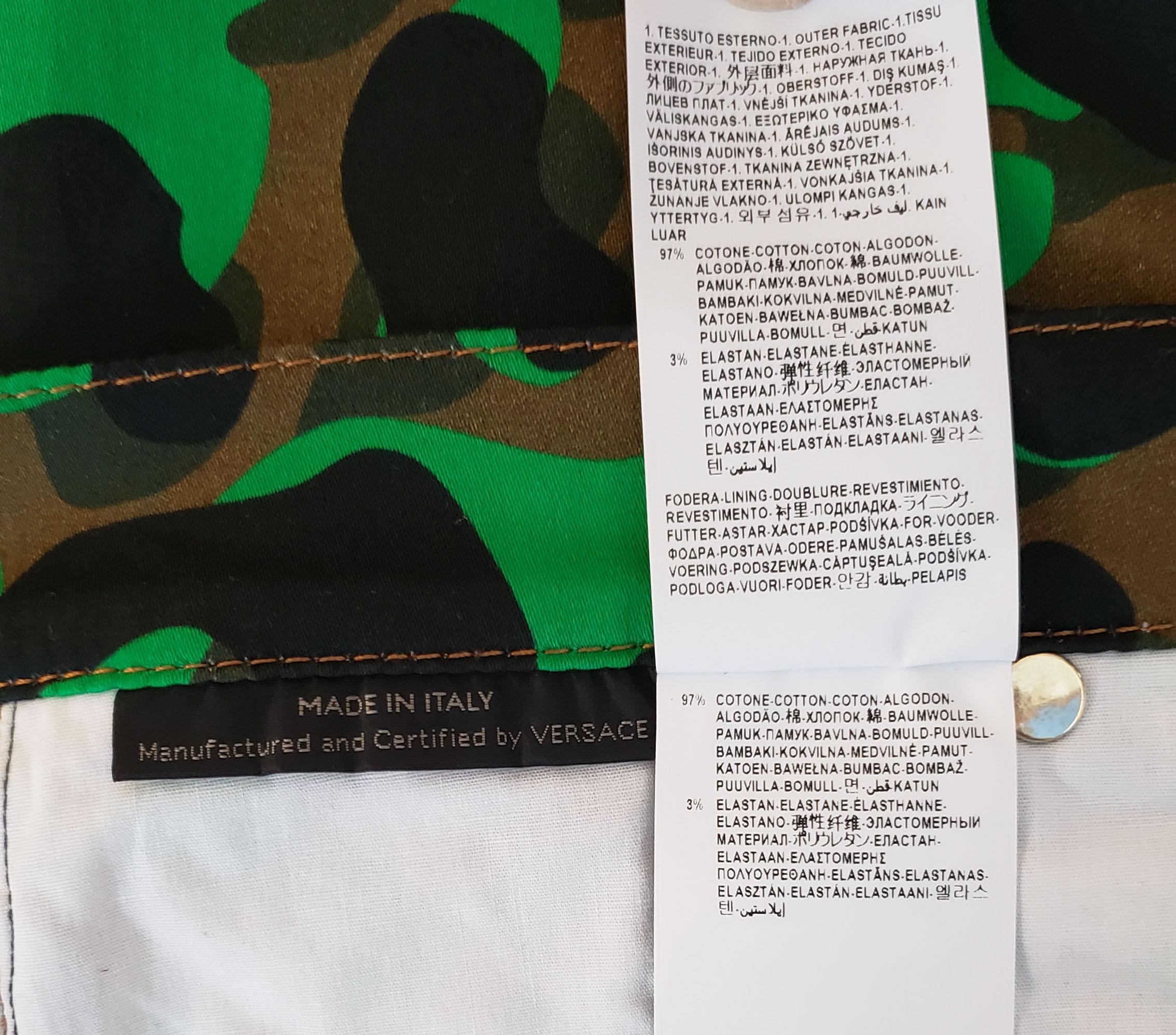 S/S 2016 VERSACE GREEN MILITARY PANTS size 28 For Sale 6