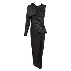 S/S 2016 Versace New Black Shimmery Metallic One Sleeve Cutout Evening Gown