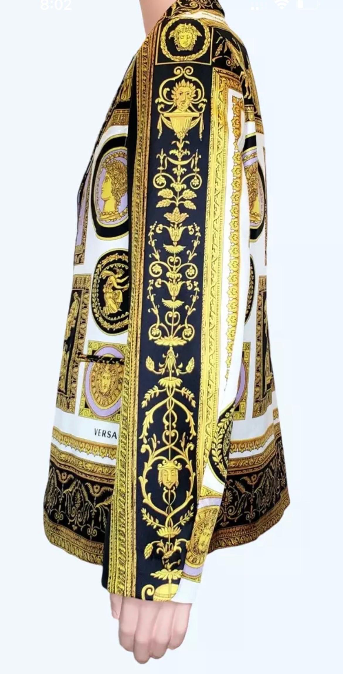 Men's S/S 2018 Look# 32 Versace Archive Frames Printed Silk Blazer for Men 56 - 3XL