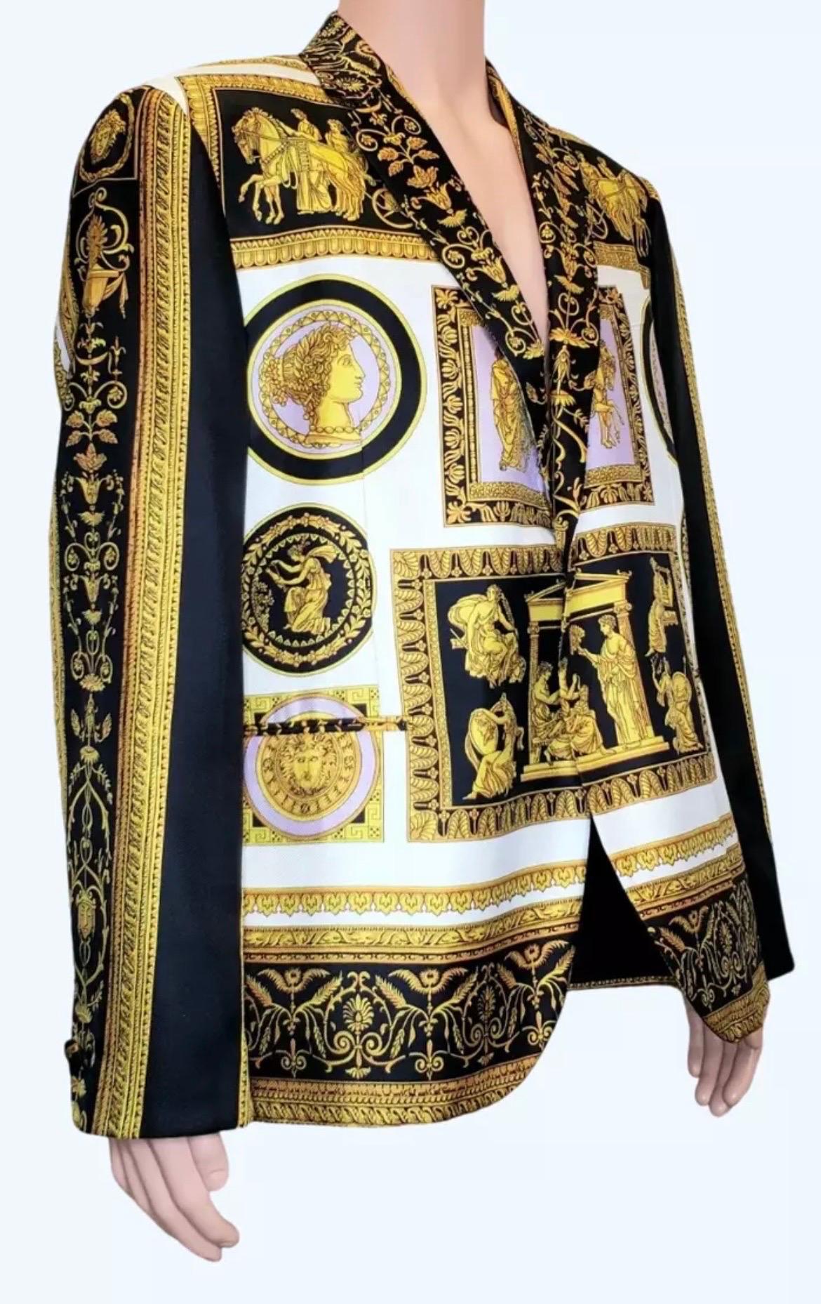 S/S 2018 Look# 32 Versace Archive Frames Printed Silk Blazer for Men 56 - 3XL 3