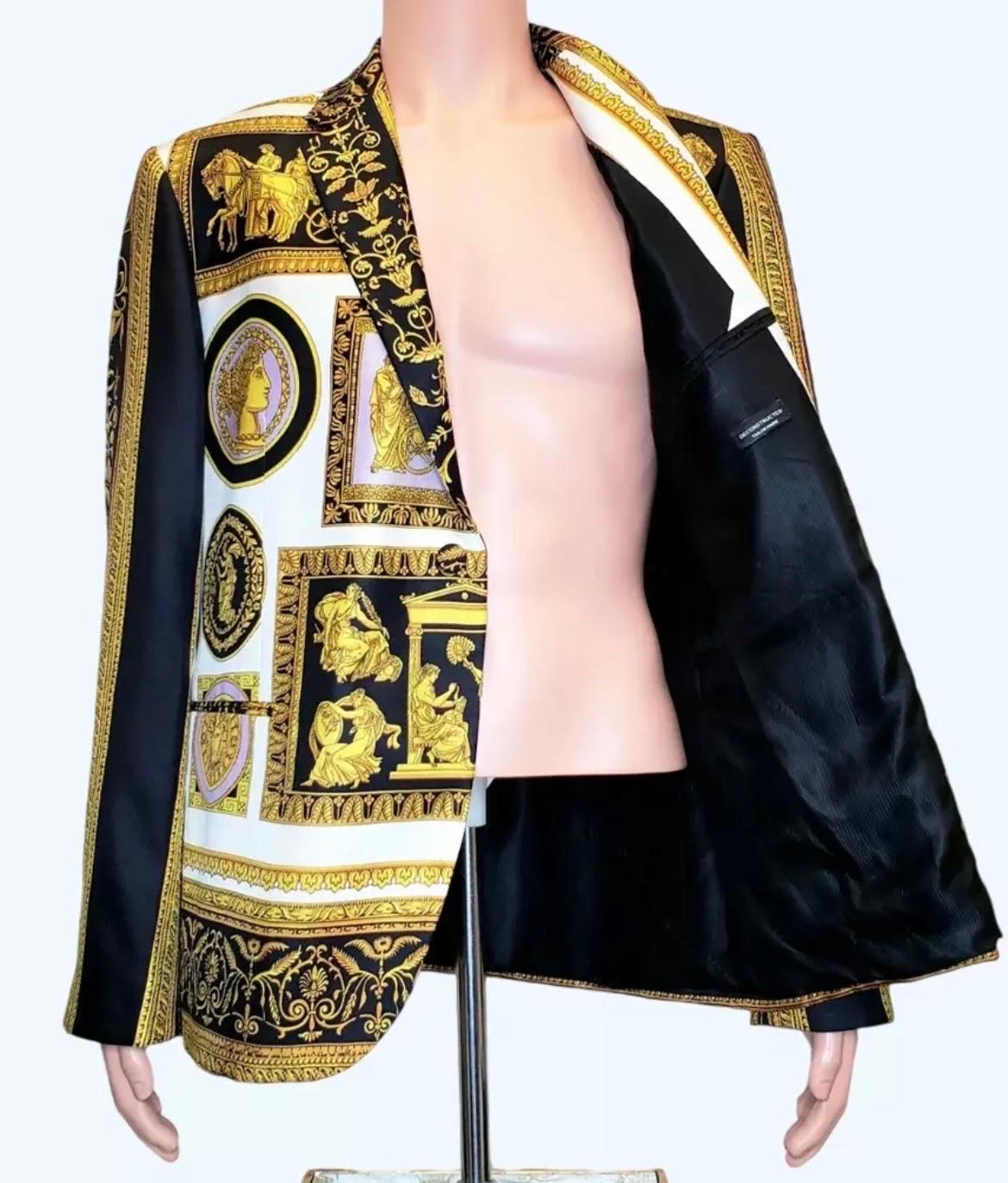 S/S 2018 Look# 32 Versace Archive Frames Printed Silk Blazer for Men 56 - 3XL 4