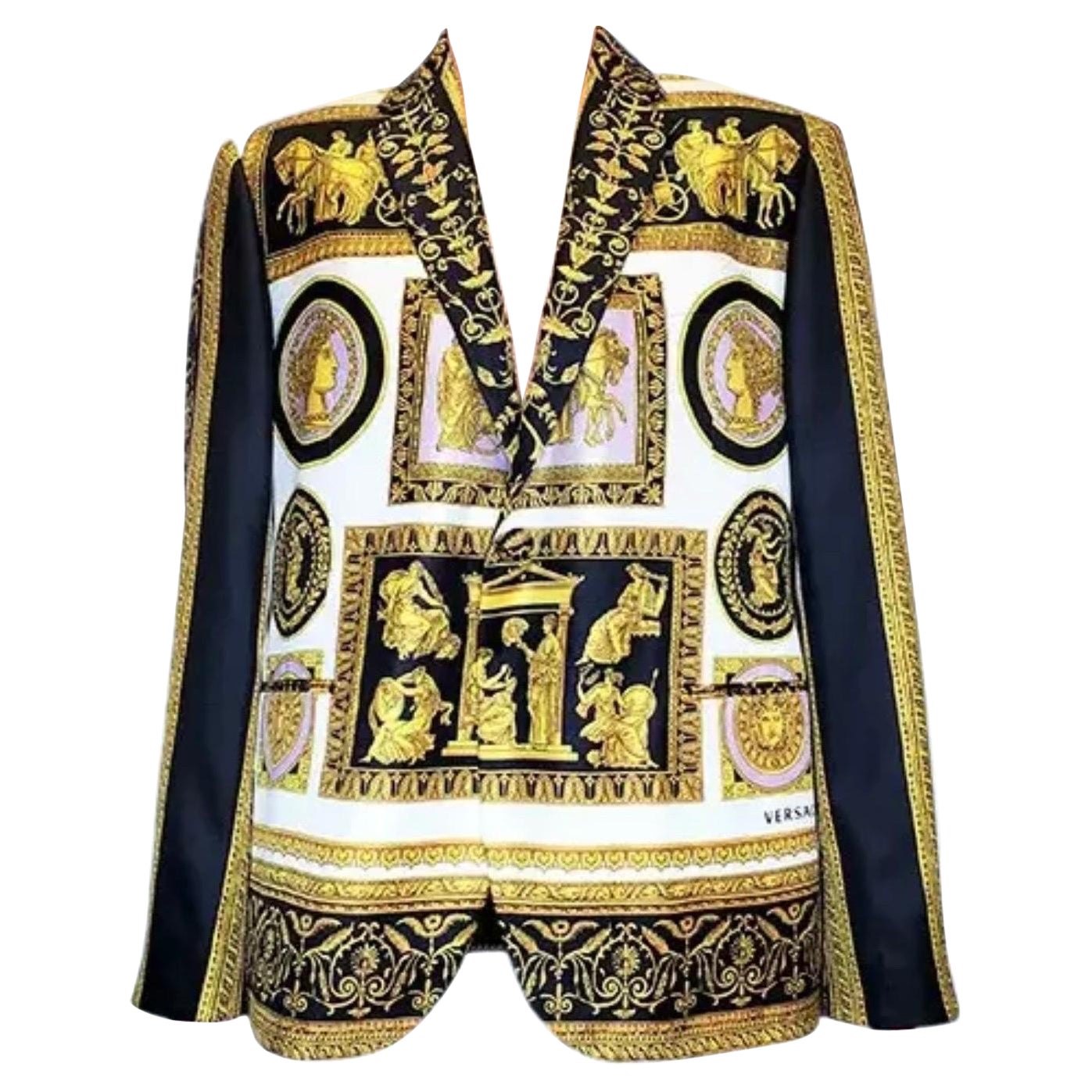 S/S 2018 Look# 32 Versace Archive Frames Printed Silk Blazer for Men 56 - 3XL