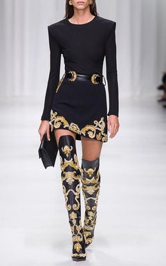S/S 2018 Look # 6 NEW VERSACE DOUBLE BAROQUE TRIBUTE BLACK BELT 85/34