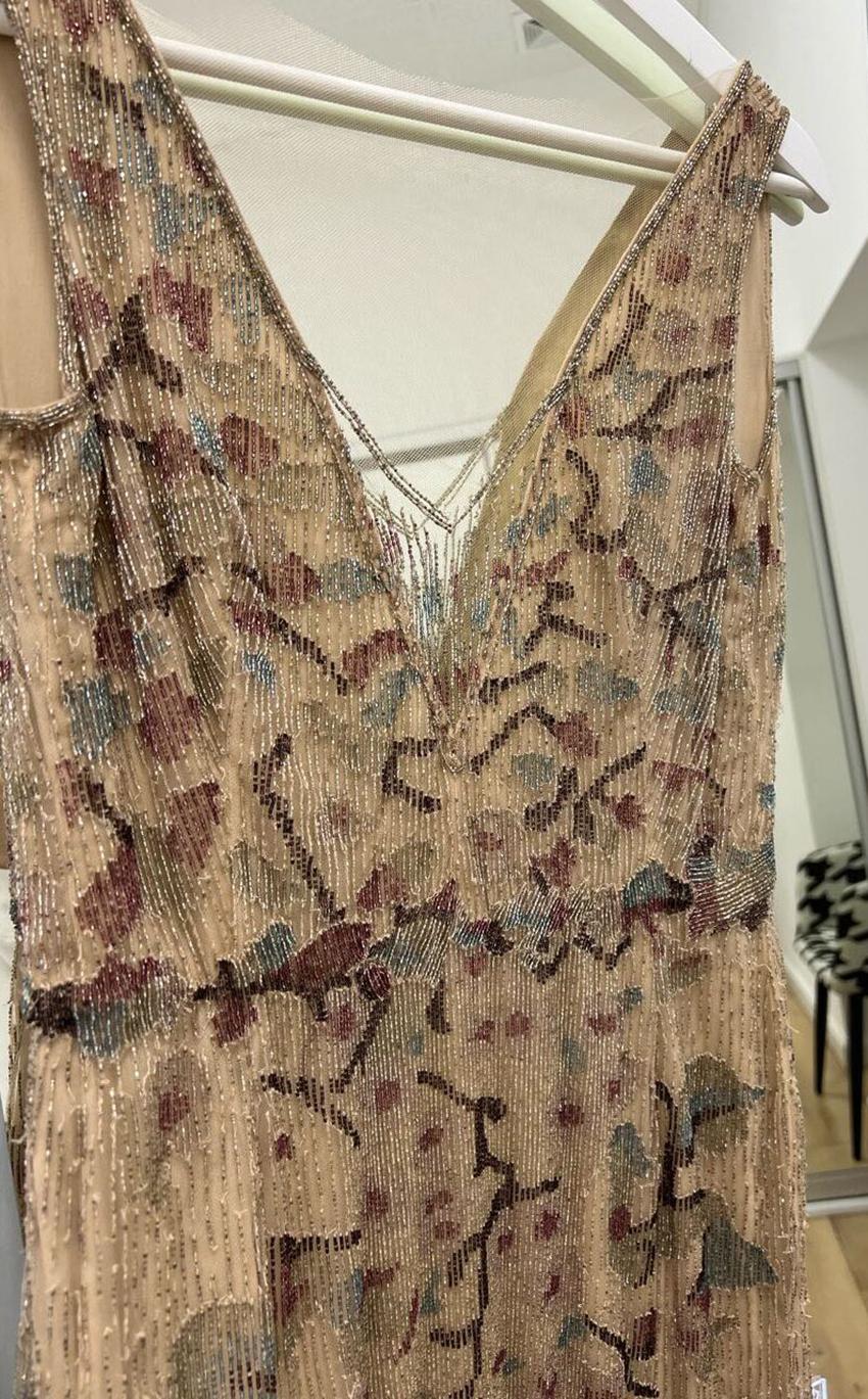 S/S 2018 MARCHESA COTTON GLASS-BEADED and FEATHERS Size 4  In Excellent Condition In Montgomery, TX