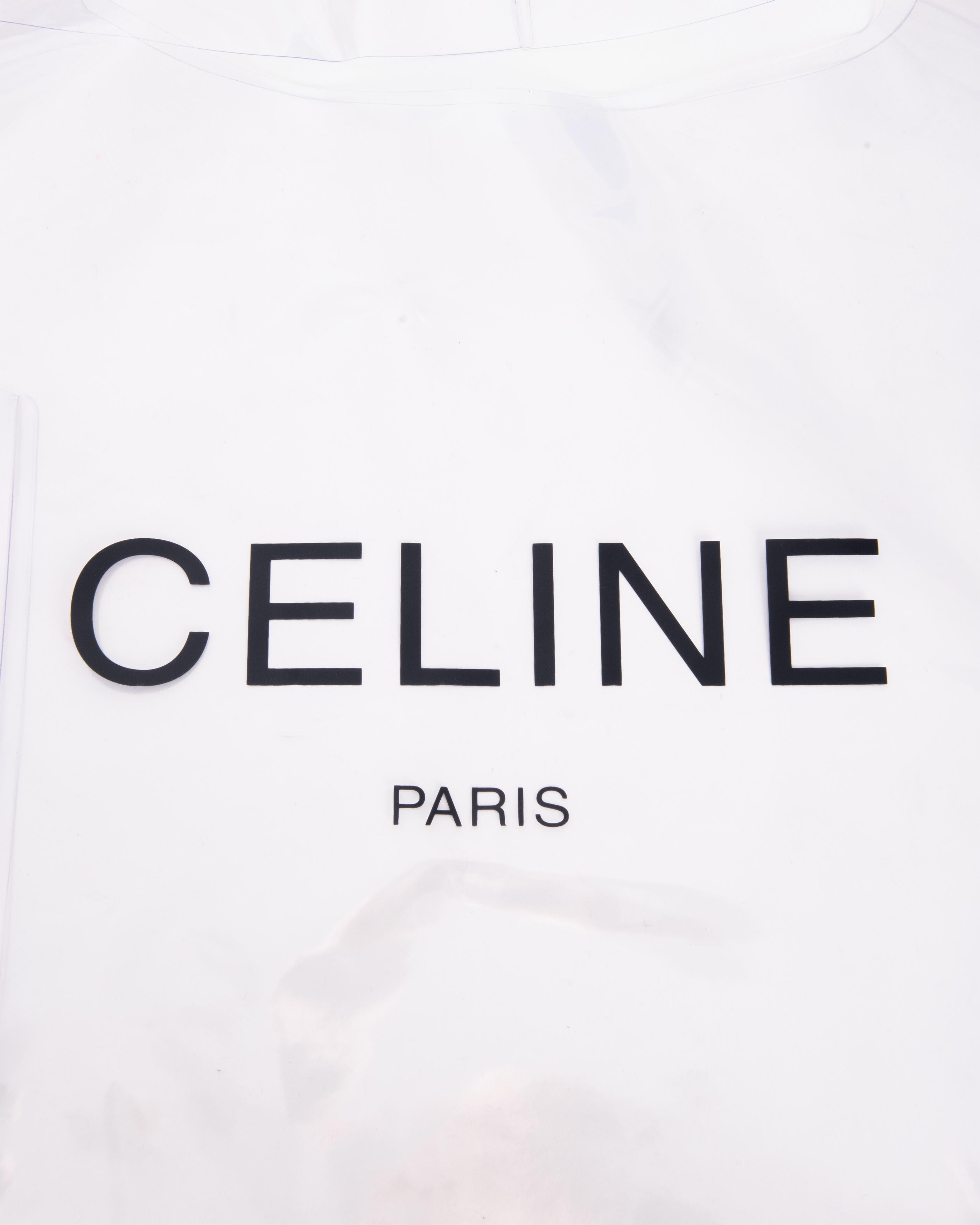 S/S 2018 Old Céline by Phoebe Philo Sac à main en PVC avec pochette intérieure verte en vente 11