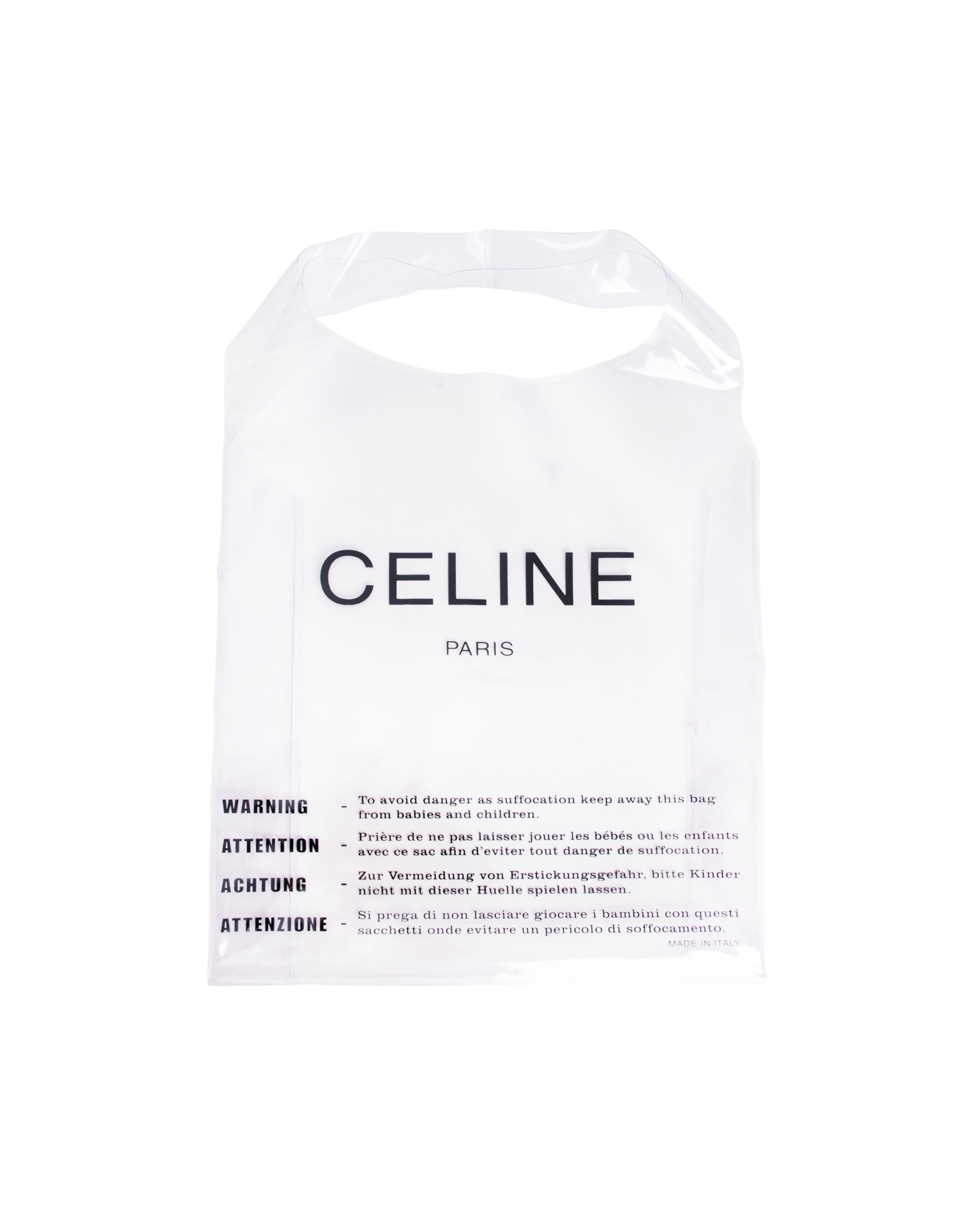 Gris S/S 2018 Old Céline by Phoebe Philo Sac à main en PVC avec pochette intérieure verte en vente