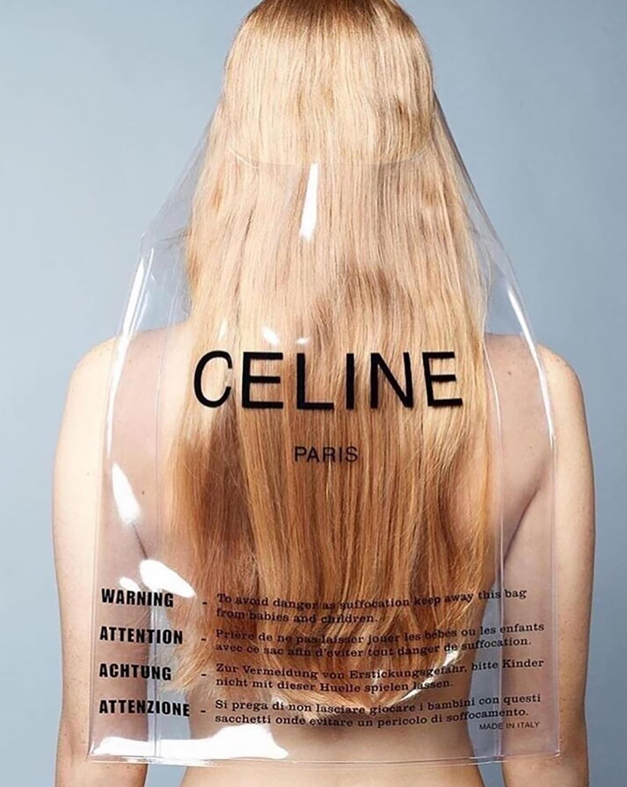 S/S 2018 Old Céline by Phoebe Philo Sac à main en PVC avec pochette intérieure verte en vente 1
