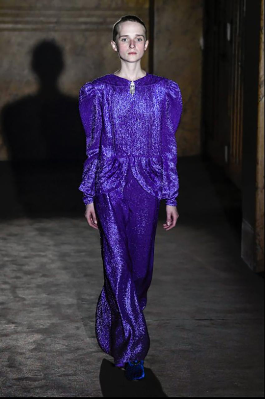 S/S 2019 Look# 5 Neu GUCCI VIOLET LONG DRESS EMBELLISHED with RHINESTONES 40 - 4 1