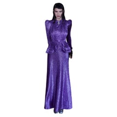 S/S 2019 Look# 5 New GUCCI VIOLET LONG DRESS EMBELLISHED with RHINESTONES 40 - 4