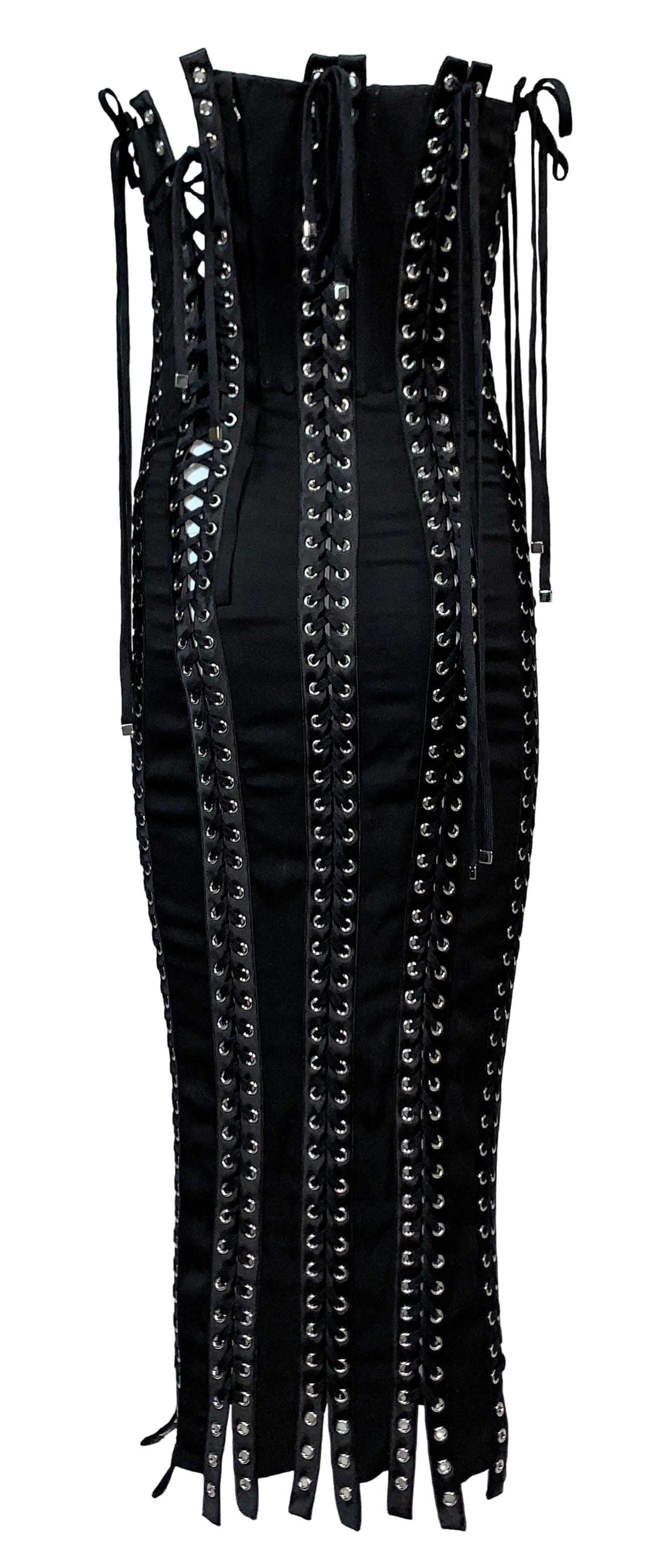 S/S 2019 NWT Dolce & Gabbana Schwarzes Korsett Tie Up Wiggle Kleid Damen