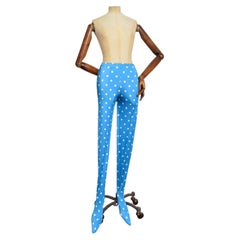 S/S 2020 BALENCIAGA Demna Gvasalia High Waist Blue White Polka Dot Sock Leggings