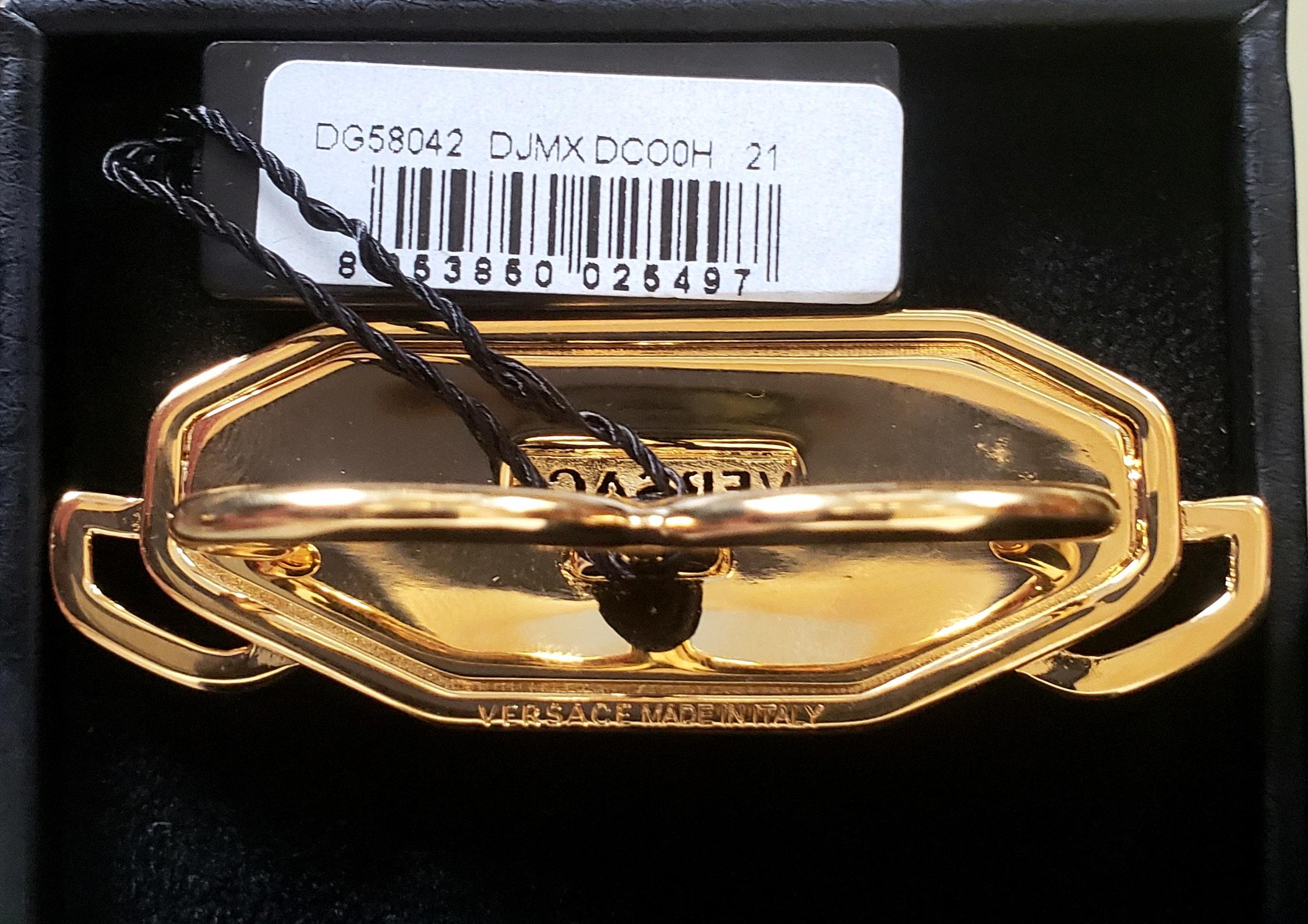 Versace, bague à deux crinières plaquée or, printemps-été 2020, neuve en vente 5