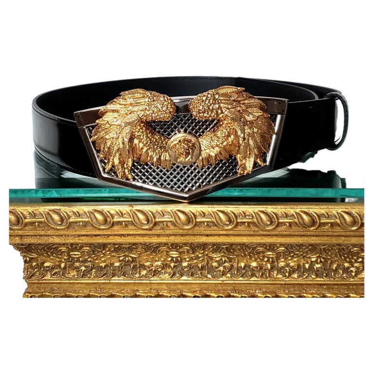 S/S 2020 VERSACE BLACK PATENT LEATHER BELT w/ EAGLE and  display picture 1