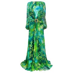 S/S 2020 VERSACE JUNGLE PRINT LONG GOWN SEPARATE SATIN Bodysuit 38 - 2