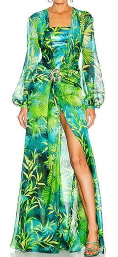 S/S 2020 VERSACE JUNGLE PRINT LONG GOWN SEPARATE SATIN Bodysuit 40 - 4