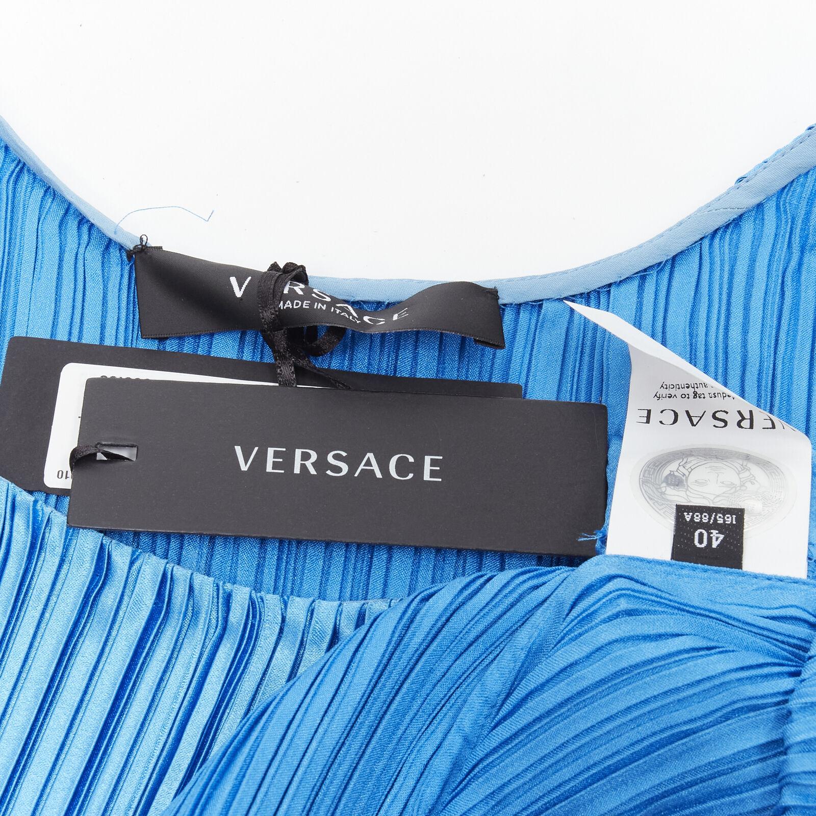 S/S 2021 L# 24 VERSACE TRESOR DE LA MER BLUE STARFISH FRILL PLISSE Dress IT 40 2