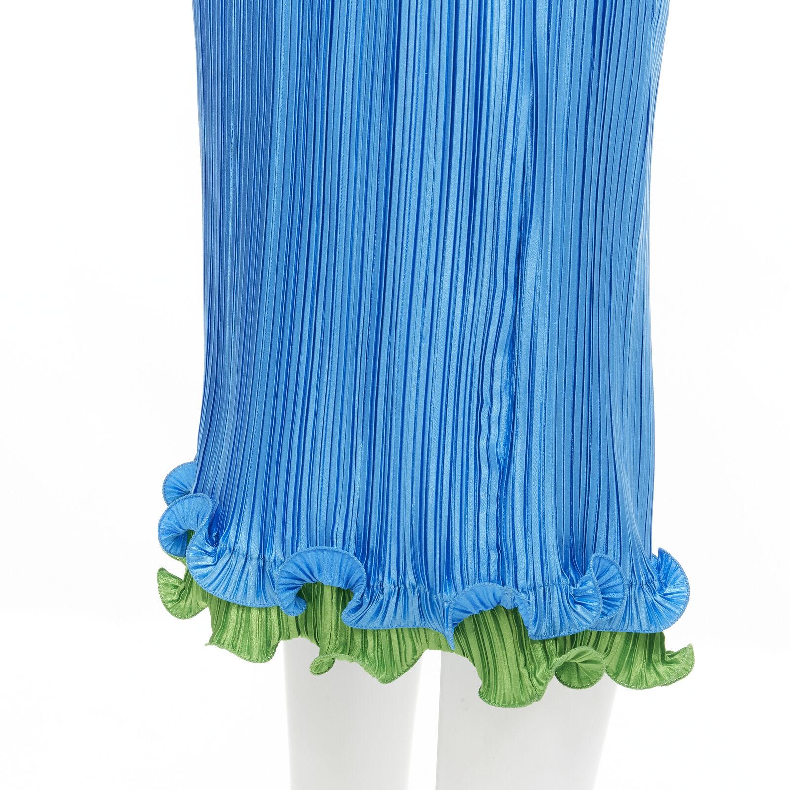 S/S 2021 L# 24 VERSACE TRESOR DE LA MER BLUE STARFISH FRILL PLISSE Dress IT 40 1