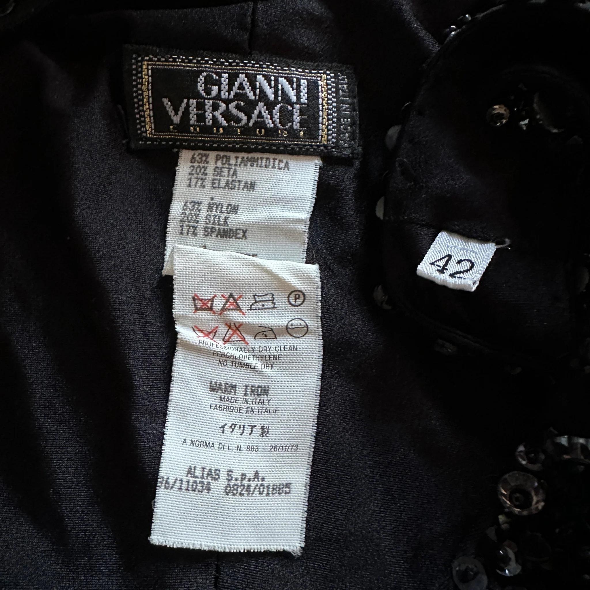 S/S '96 Gianni Versace Couture Embellished Runway Black Dress 4