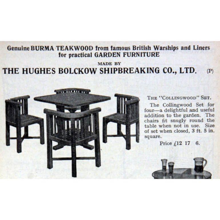 S. Begum Teakholz-Gartentisch & vier Stühle (Britisch) im Angebot