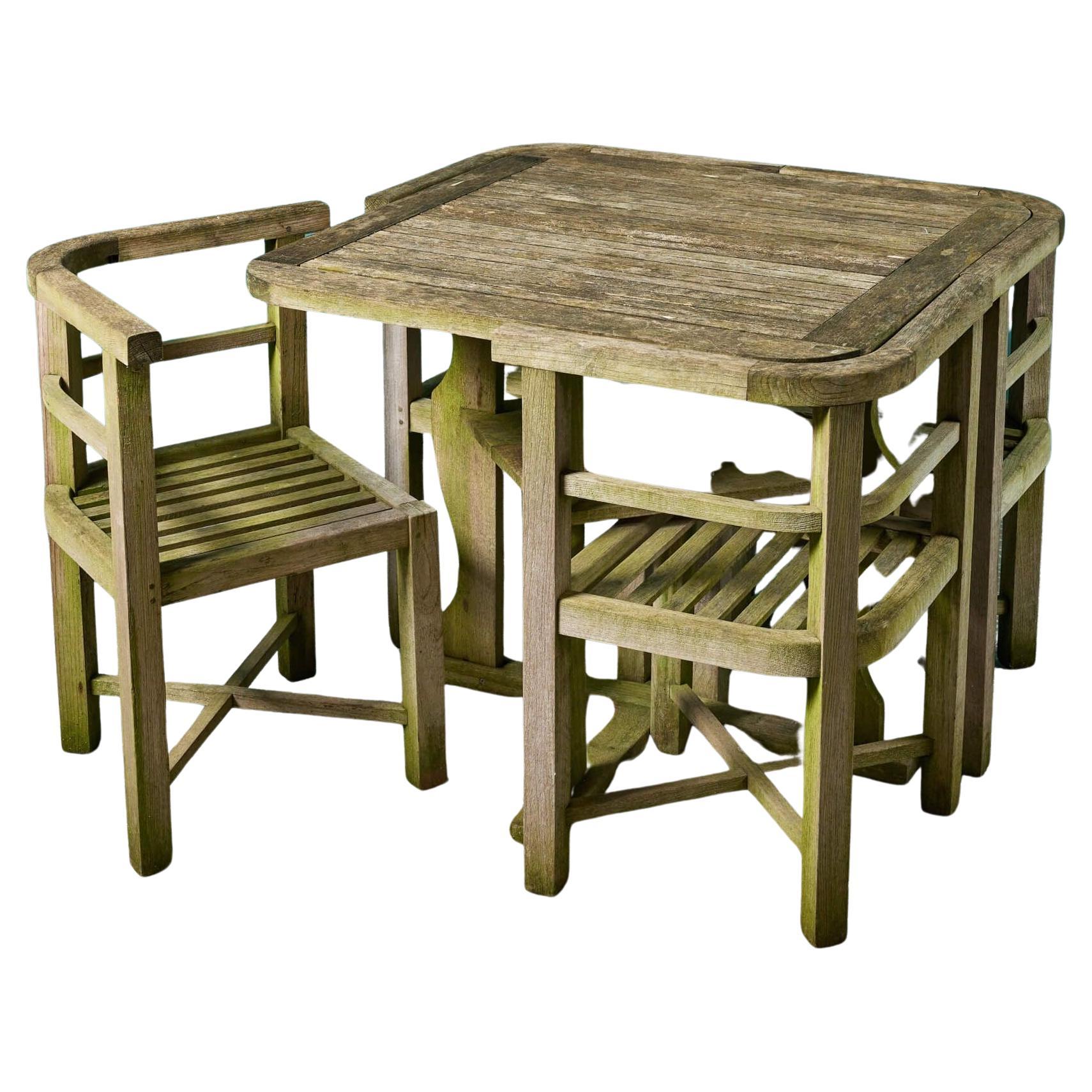 S. S. Begum Teak Garden Table & Four Chairs For Sale